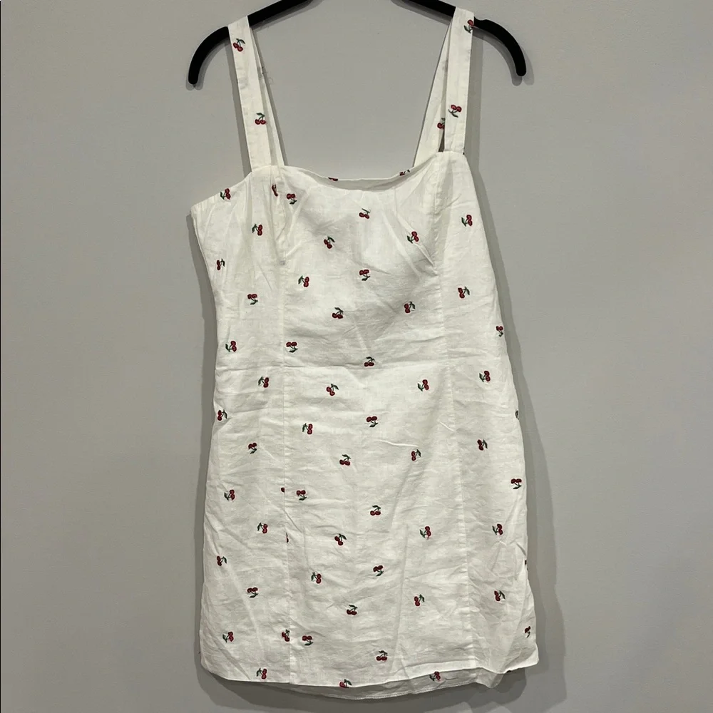 Linen Blend Cherry Dress - Picture 2 of 9